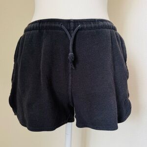 Brandy Melville Women's Black Thermal Waffle Knit Shorts | One Size